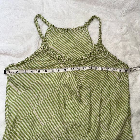 Banana Republic 100% Silk Womens Green Cream Patterned Tank M Woven Trim Y2K VTG - Picture 8 of 10